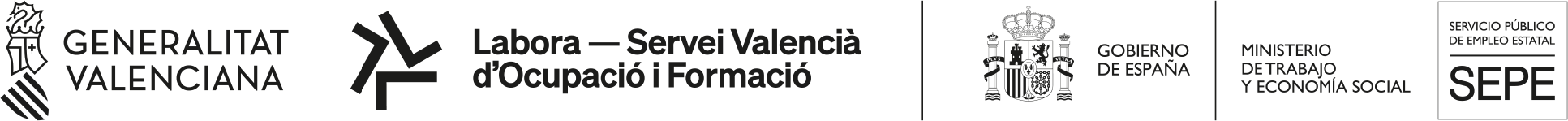 Generalitat Valenciana, Labora - Servei Valencià d'Ocupació i Formació, Gobierno de España, Ministerio de Trabajo y Economía Social, SEPE